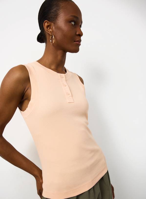 Pink Ribbed Placket Detail Vest 6